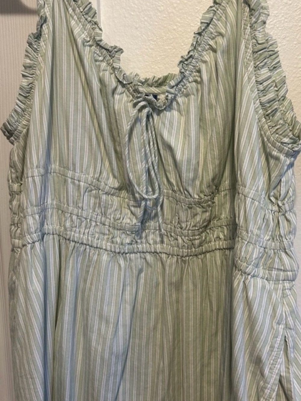 Spring/Summer Dress Light Green White Stripe Fun Sundress Like New Final Sale
